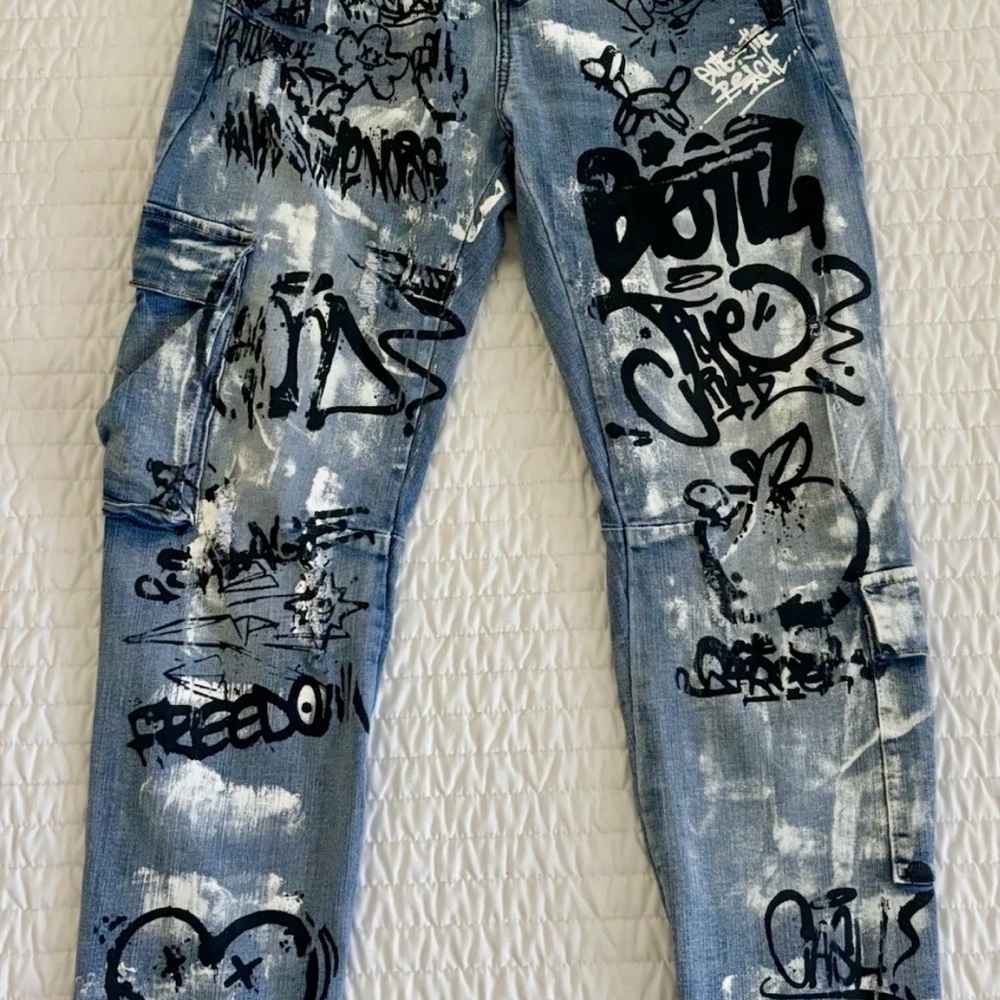 Street Art Graffiti Jeans artistic vintage denim painted unisex women’s men’s